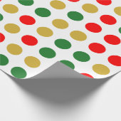 レッドグリーン金ゴールド水玉模様クリスマス ラッピングペーパー (角)