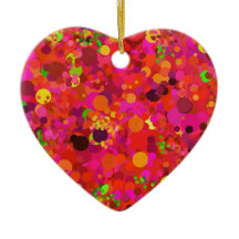 レッドグリーン金ゴールド&ピンクドットデコレーションオーナメント