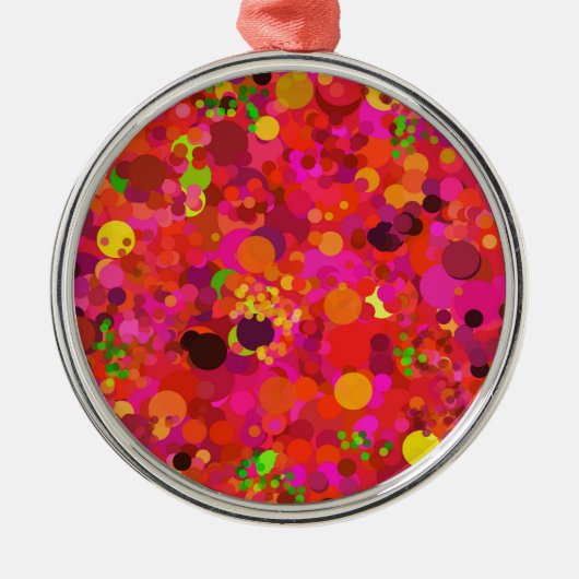 レッドグリーン金ゴールド&ピンクドットデコレーションオーナメント メタルオーナメント (正面)