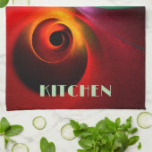 レッドグリーン陰陽モダン抽象芸術アートパターン#20 キッチンタオル (折り畳み)