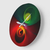 レッドグリーン陰陽モダン抽象芸術アートパターン#20 ラージ壁時計 (傾斜)