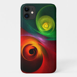 レッドグリーン陰陽モダン抽象芸術アートパターン#20 iPhone 11 ケース