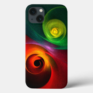 レッドグリーン陰陽モダン抽象芸術アートパターン#20 iPhone 13ケース
