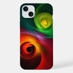 レッドグリーン陰陽モダン抽象芸術アートパターン#20 iPhone 15 PLUSケース