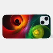 レッドグリーン陰陽モダン抽象芸術アートパターン#20 iPhoneケース (裏面横)