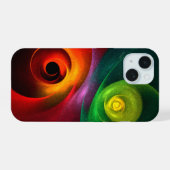 レッドグリーン陰陽モダン抽象芸術アートパターン#20 iPhone 15ケース (裏面横)