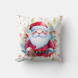 レッドグリーン音楽ノートとサンタクロース クッション