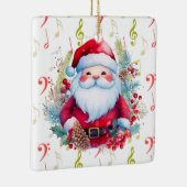 レッドグリーン音楽ノートとサンタクロース セラミックオーナメント (右)
