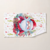 レッドグリーン音楽ノートとサンタクロース バスタオルセット (ハンドタオル)