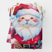 レッドグリーン音楽ノートとサンタクロース ラッピングペーパーシート (インサイチュ)