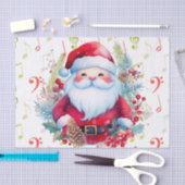 レッドグリーン音楽ノートとサンタクロース 薄葉紙 (クラフト)