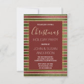 レッドグリーン – ゴールドフォイルクリスマスパーティの招待状 招待状 (正面)