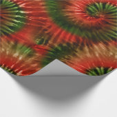 レッドグリーン&金ゴールドおもしろい絞り染めスターバストレトロ ラッピングペーパー (角)