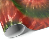 レッドグリーン&金ゴールドおもしろい絞り染めスターバストレトロ ラッピングペーパー (ロールコーナー)