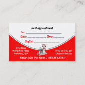 レッドグルームオンペットグルーミング 予約カード (裏面)