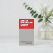 レッドグレイはっきりしたプロフェッショナルミニマモダンリスト 名刺 (スタンド正面)