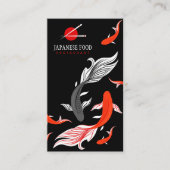 レッドグレイコイ魚オンブラックバックグラウンドアー日本のト 名刺 (正面)
