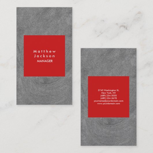 レッドグレイモダンプレーンプロフェッショナル 名刺 (正面/裏面)
