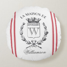 レッドグレインサックカスタム家紋ラウンドピロー ラウンドクッション