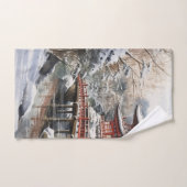 レッドグレイ日本のパゴダ宗利橋の冬 バスタオルセット (ハンドタオル)