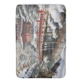 レッドグレイ日本のパゴダ宗利橋の冬 バスマット (正面縦)