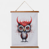 レッドグレーとブラック抽象芸術不機嫌バード 吊り下げ型タペストリー (正面)