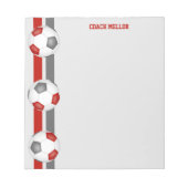 レッドグレーのチームカラーズサッカーカスタムコーチ ノートパッド (正面)