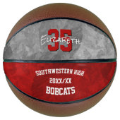 レッドグレーのチームクラブスクールカラーのギフト バスケットボール (正面)