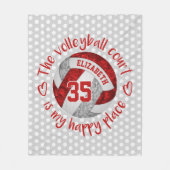 レッドグレーのバレーボールのコートは私の幸せな場所である フリースブランケット (正面)