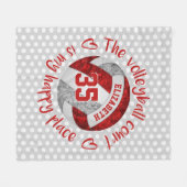 レッドグレーのバレーボールのコートは私の幸せな場所である フリースブランケット (正面(横))