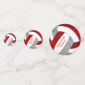 レッドグレーの女の子のバレーボール誕生日パーティー コンフェッティ (正面)