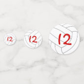 レッドグレーの女の子のバレーボール誕生日パーティー コンフェッティ (裏面)