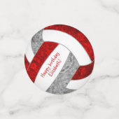 レッドグレーの女の子のバレーボール誕生日パーティー コンフェッティ (スモール正面)