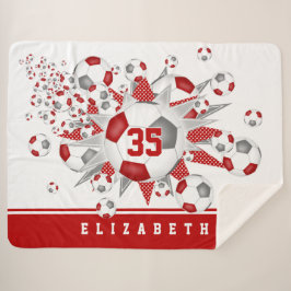 レッドグレーの女の子スポーツサッカーボール シェルパブランケット