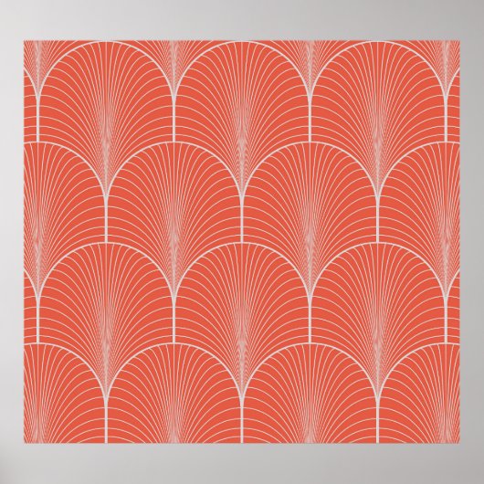 レッドグレーアートデコ、ヴィンテージ壁紙。 ポスター (正面)