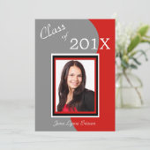 レッドグレーウェーブ写真卒業パーティー 招待状 (スタンド正面)