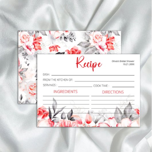 レッドグレーウォーターカラーフラワーズレシピ