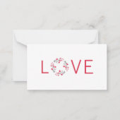 レッドグレーウォーターカラーフローラリース ノートカード (正面)