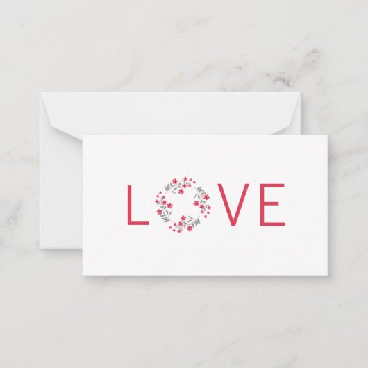 レッドグレーウォーターカラーフローラリース ノートカード (正面)