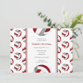 レッドグレーガールズバレーボール誕生日パーティー 招待状 (スタンド正面)