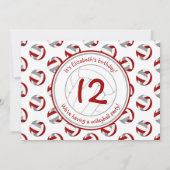 レッドグレーガールズバレーボール誕生日パーティー 招待状 (裏面)