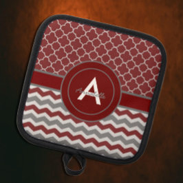 レッドグレーシェブロンクローバー 鍋敷き