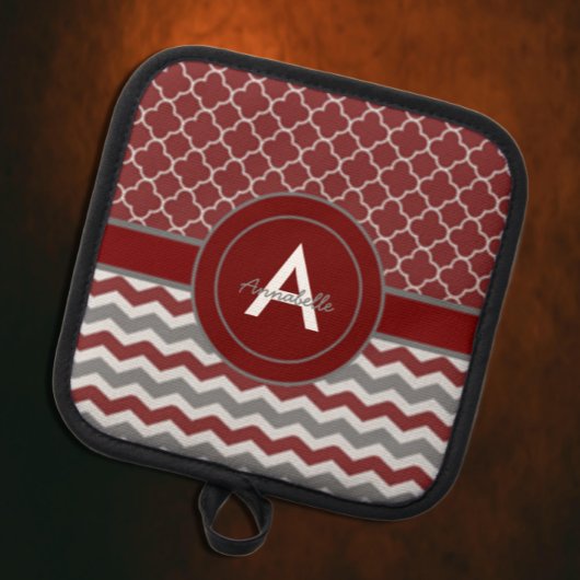 レッドグレーシェブロンクローバー 鍋敷き