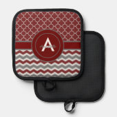 レッドグレーシェブロンクローバー 鍋敷き (正面/裏面)