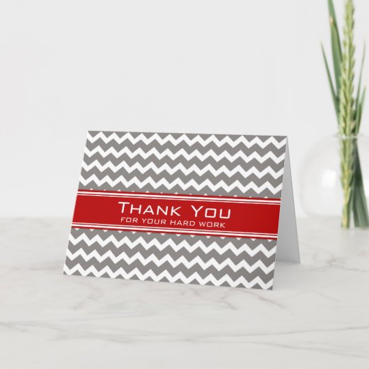 レッドグレーシェブロン従業員記念日カード サンキューカード (正面)