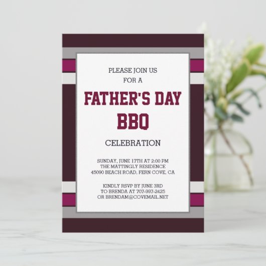 レッドグレーストライプズファーザーズデイパーティの招待状 招待状 (スタンド正面)