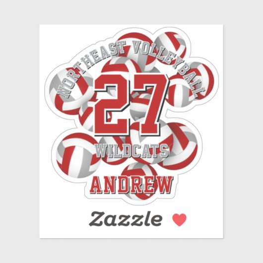 レッドグレースポーツチームカラーバレーボールの子供 シール (シート)