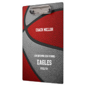 レッドグレーチームカラーバスケットボールコーチ名 クリップボード (左)