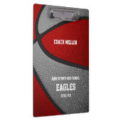 レッドグレーチームカラーバスケットボールコーチ名 クリップボード (右)