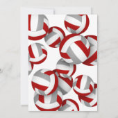 レッドグレーチームカラーバレーボール子供の誕生日 招待状 (裏面)